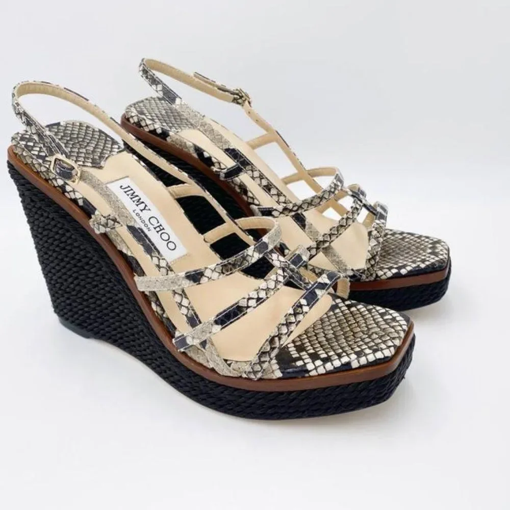 Jimmy Choo Black Ariela Snake Printed Platform - Picture 6 of 12